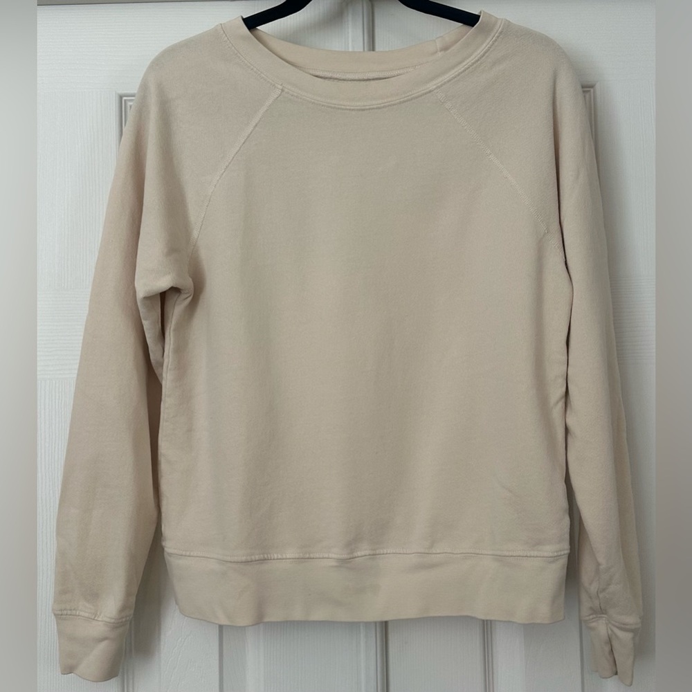 MATE the Label Organic Cotton Fleece Raglan Sweatshirt Cream Beige Small